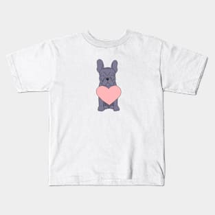 French Bulldog - Blue Frenchie with a Heart Kids T-Shirt